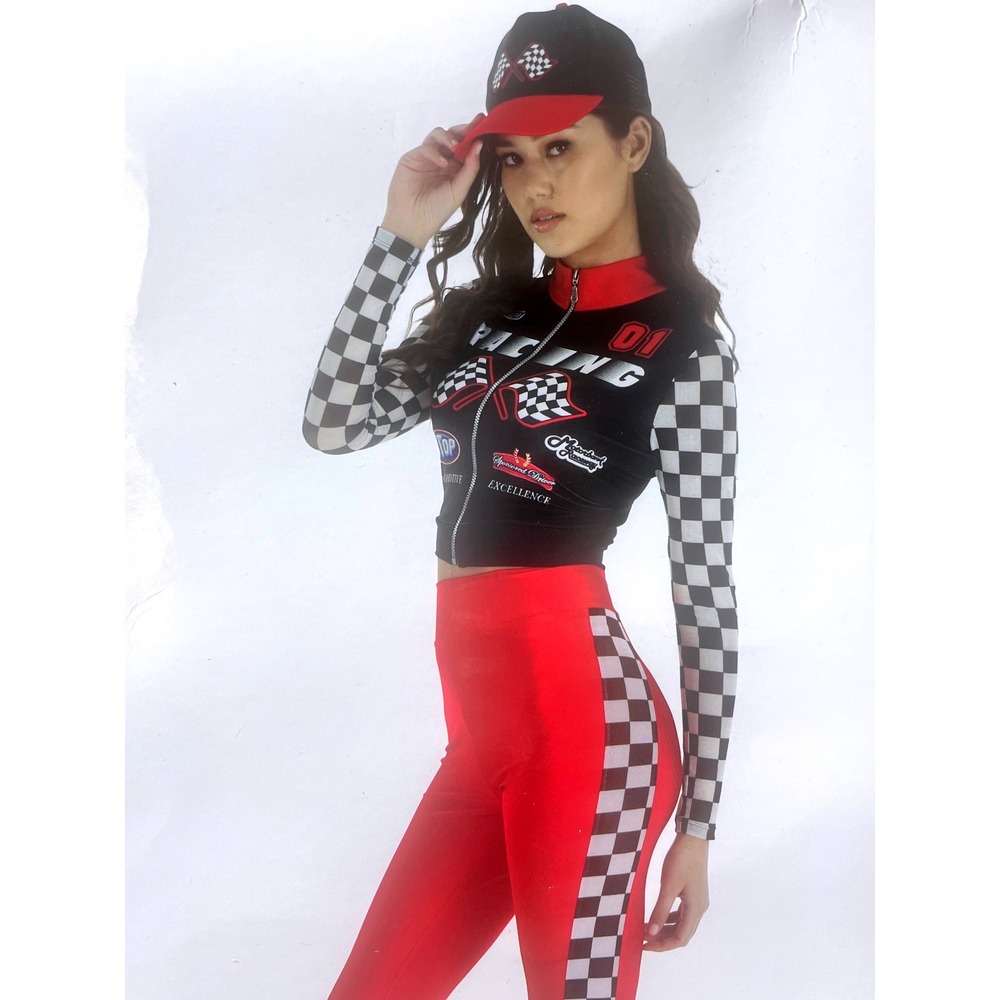 NWT Womens Race Car Driver Costume Small 2-4 Racing Halloween 3 Piece Outfit - Picture 2 of 12